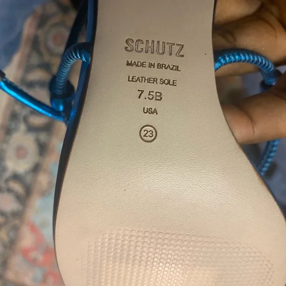 SCHUTZ Vibrant Blue Strappy Heels - Picture 6 of 6